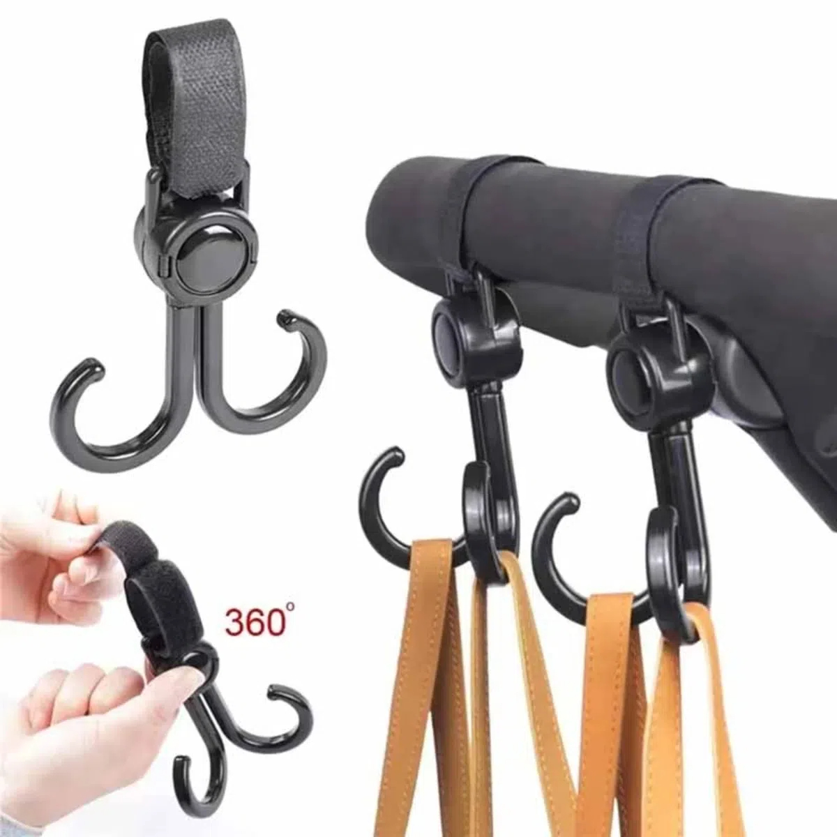 Travel Accessories For Baby - Draaibare dubbele haken Kinderwagen Reisaccessoires Winkelrek