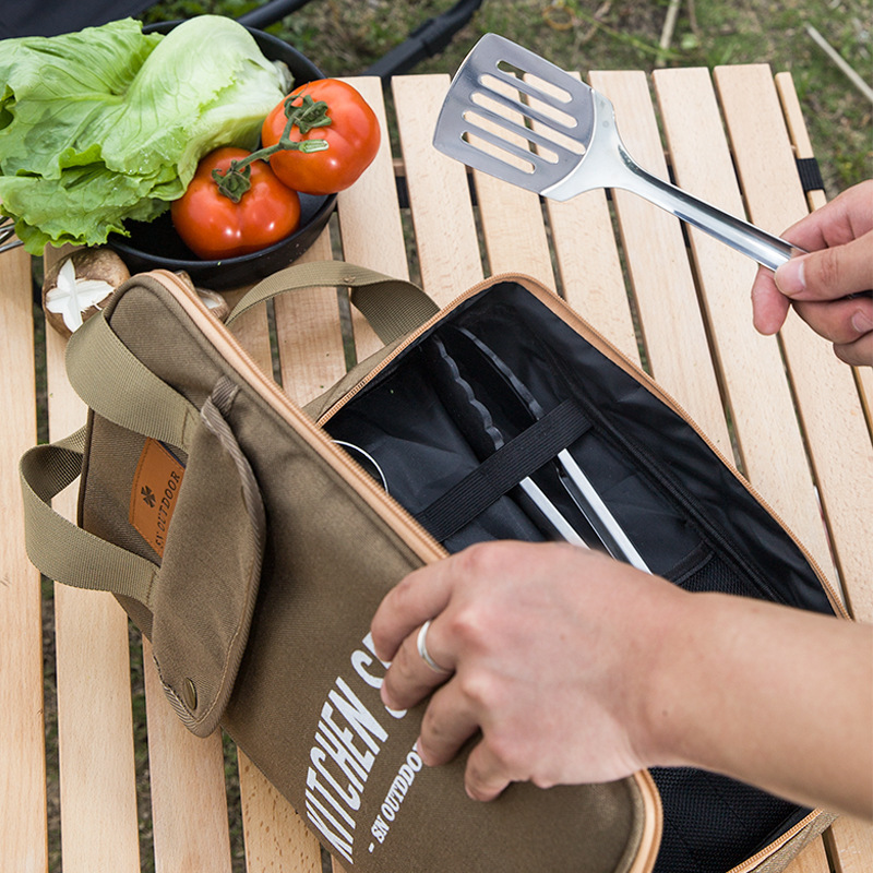 Travel Kitchen Accessories - 8-delige campingkeukenset met draagtas, outdoor reisbestek