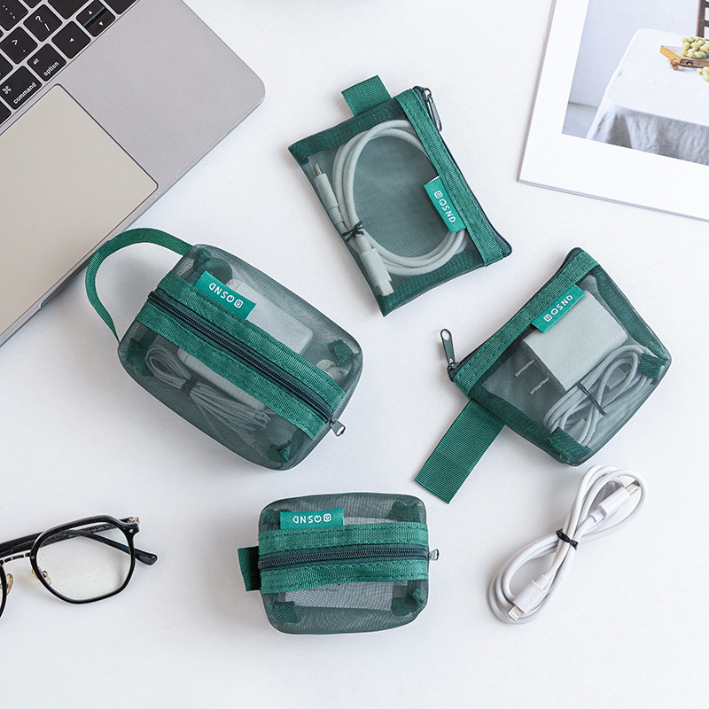 Cable Organizer Travel - Transparante mesh opbergtas voor datakabels, bureau-opbergtas,