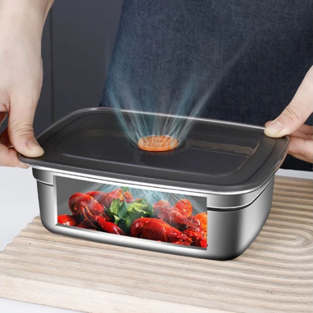 Travel Kitchen Accessories - Draagbare roestvrijstalen bewaardoos, lekvrije koelkast, vriezer,