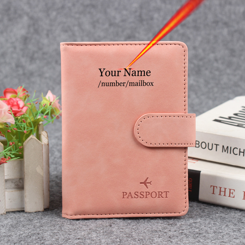 Travel Accessories Rfid - Magnetische knop paspoorthoes Pas naam aan