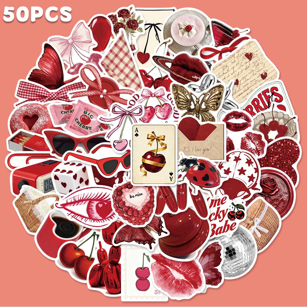 Sticker Luggage Decorative - 50 stks Kersenkleurige Graffiti Sticker Fashion