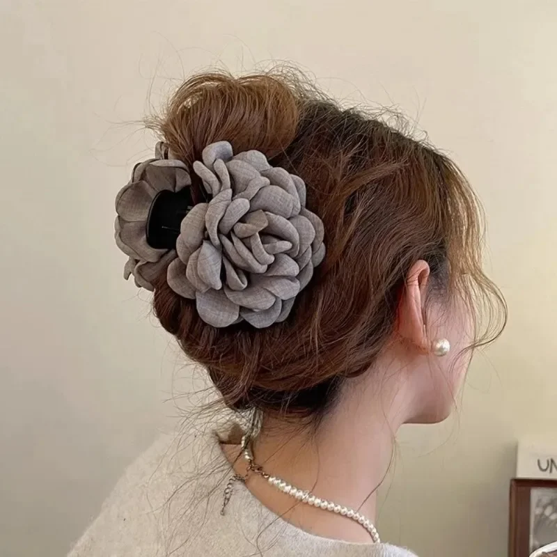 Travel Accessories For Girls - Franse Stof Rose Bloem Haar Klauw