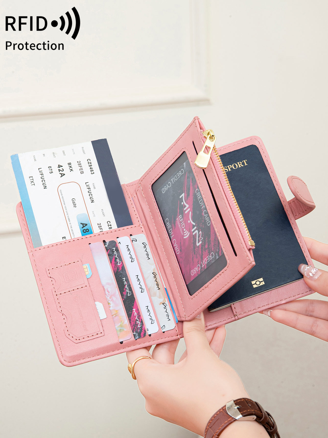 Travel Accessories Rfid - Multifunctionele RFID-anti-diefstal paspoorttas, modieus, met meerdere